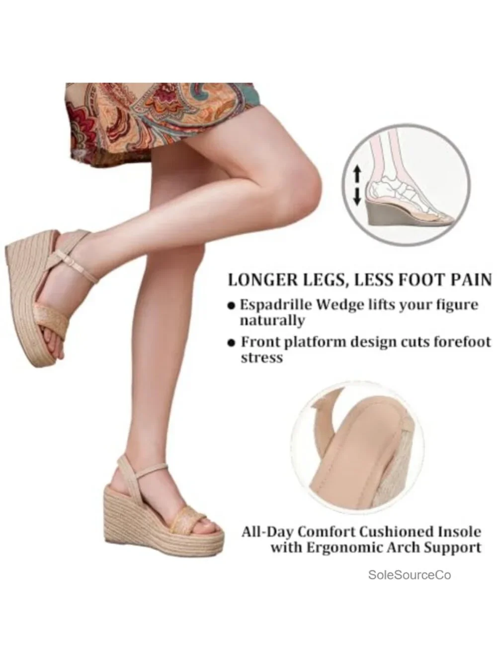 Woven Raffia Espadrille Wedge Sandals Ankle Buckle Platform Summer Beach Casual